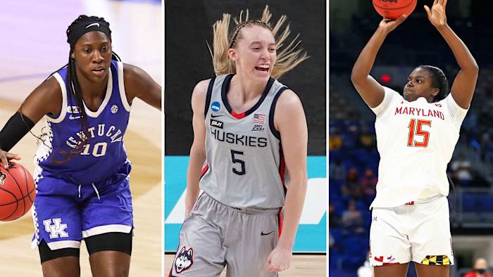 Kentucky's Rhyne Howard, UConn's Paige Bueckers and Maryland's Ashley Owusu